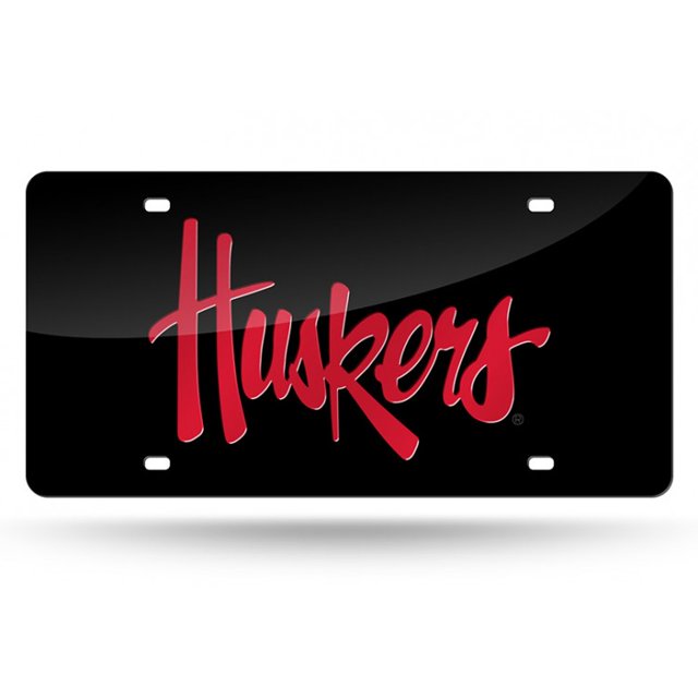 Nebraska Cornhuskers Black Laser License Plate