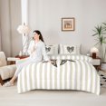 thumbnail image 4 of Manfei Girls Black Brown Cheetah Print Bow Knot Twin Bedding Sets 7-Piece,Khaki Striped Pattern Bedding Comforter Set for Kids Teens,Grey Reversible,Super Cozy Room Decor, 4 of 7