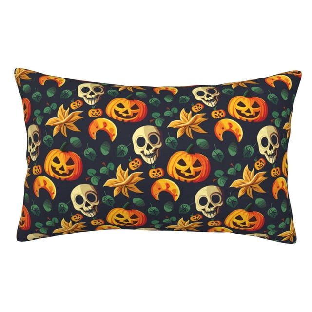 Fotbe Halloween Skull Funda de Almohada Decorativa Estilo Occidental, Lujo en Algodón, Fundas para Almohadas King, Cojín Estampado para Decoración del Hogar-14"x20"
