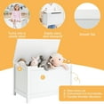 thumbnail image 6 of Wooden Ottoman Storage Chest, Boys and Girls Toy Storage Box with Seating Bench, Safety Hinged Cover & Large Storage Cube Space, Kids Modern Toy Chest, for Playroom, Living Room, Bedroom, White, D1037, 6 of 10