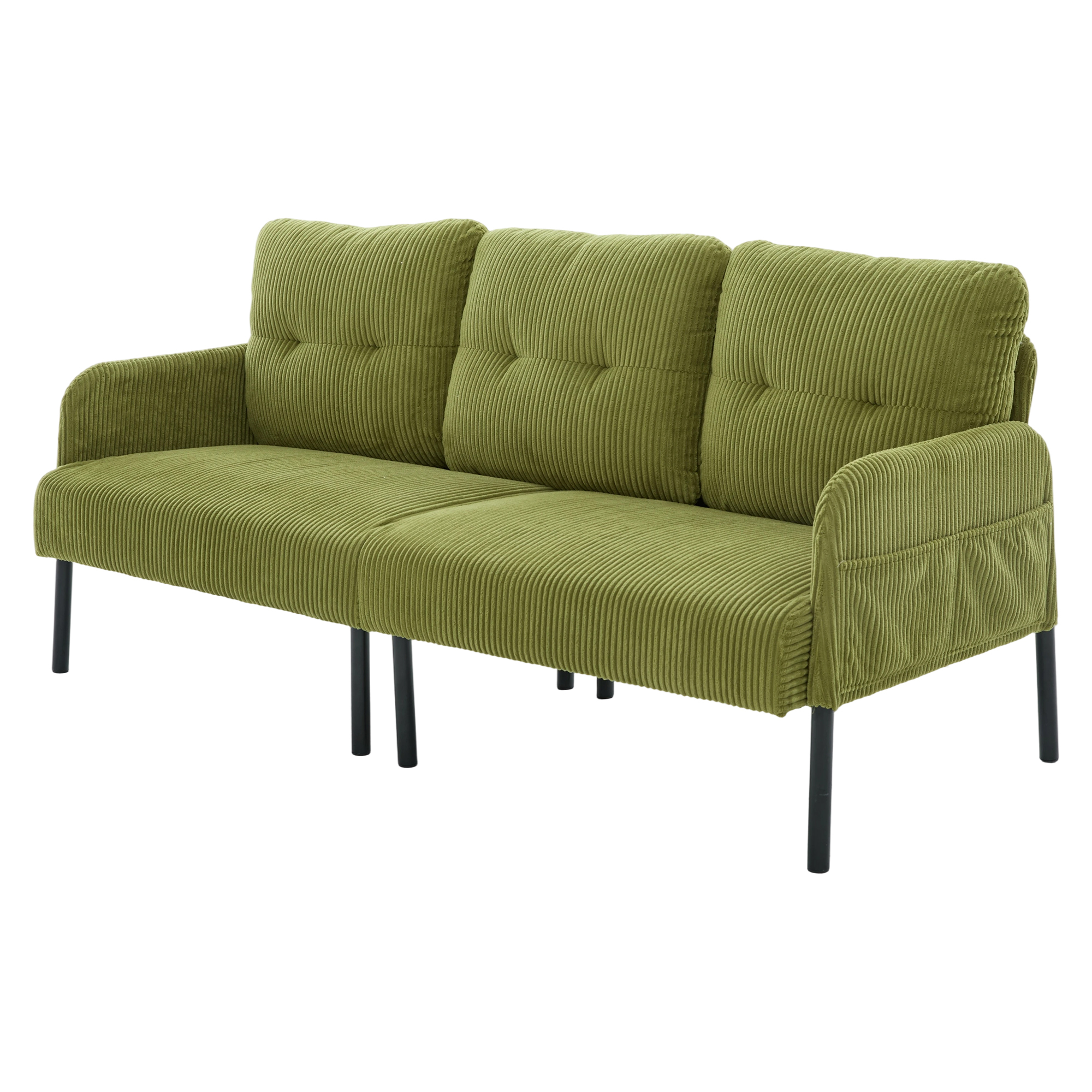 Leumius Oversized Loveseat, Modern & Plush Double-seater Sofa, Corduroy Upholstered Couch, Cozy Bedroom Sofa with Metal Legs & Side Pockets for Living Room Bedroom Dorm Apartment Olive Green
