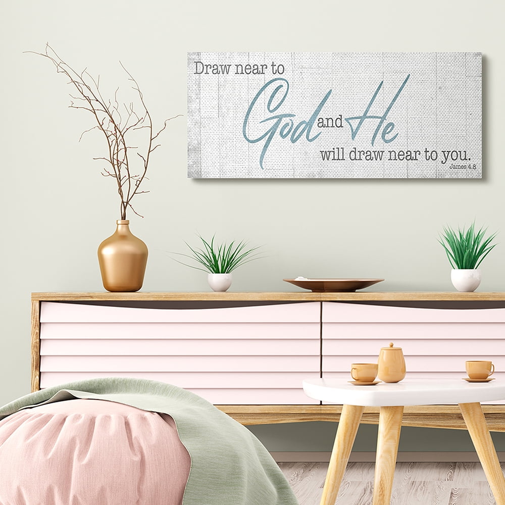Stupell Industries Draw Near to God Phrase Charming Faith Based Canvas Wall Art by Milli Villa