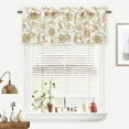 thumbnail image 2 of DriftAway Freda Jacobean Floral Linen Blend Blackout Thermal Insulated Energy Saving Privacy Window Linen Curtain Valance Rod Pocket 2 Layers 2 Pack 52 Inch by 14 Inch Plus 2 Inch Header Taupe, 2 of 9