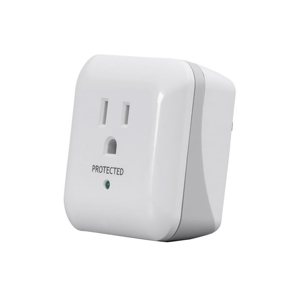 Monoprice Power & Surge White 1 Outlet Surge Protector with End of