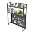 thumbnail image 6 of Black Desk Bookshelf Organizer Rack, 2 Tier Desk Shelf with Grid Pane & Pegboard Hooks Set, Desktop Hutch Bookshelf Office Supplies Organizer, 6 of 27