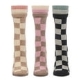 thumbnail image 2 of MeMoi Women's 3 Pair Pack Checkmate Triple Cuff Crew Socks - Womens - Female, 9-11, Black-Nude, 2 of 3