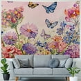 thumbnail image 4 of PRATYUS METERO Purple Butterfly with Flower Tapestry Wall Hanging for Bedroom Spring Floral Wall Tapestry Wildflowers Tapestry for  Garden Plants Tapestry for Living Room Home Dorm Decor Painting, 4 of 6