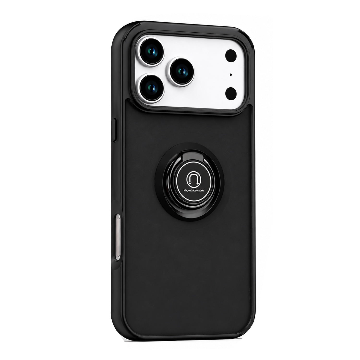 Color Border Shockproof Case with Ring Stand for iPhone 17 Pro Max - Black