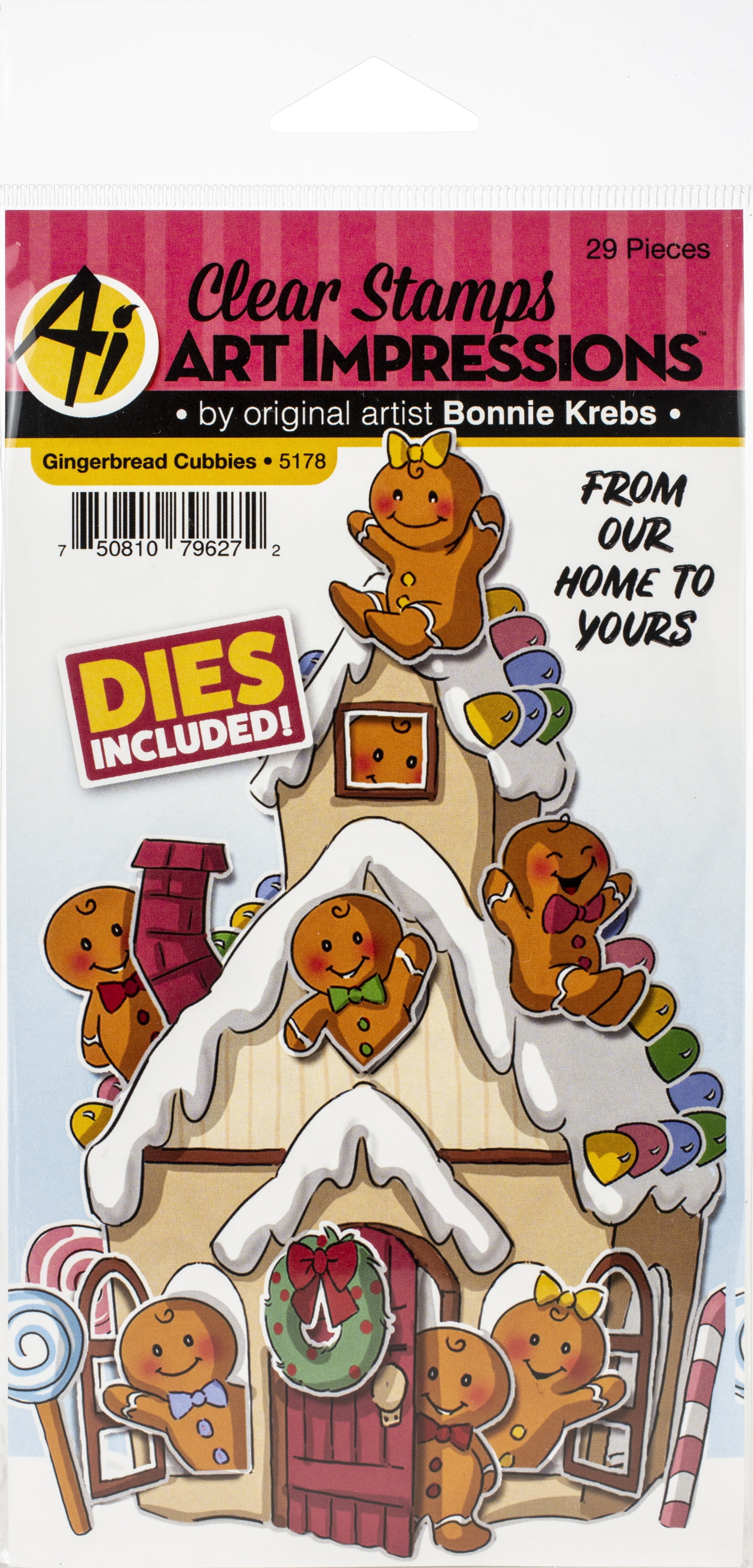 Art Impressions Critter Cubbies Clear Stamp & Die Set-Gingerbread
