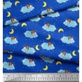 thumbnail image 2 of Soimoi Blue Rayon Fabric Star,Cloud & Sleepy Girl Print Fabric by the Yard 42 Inch Wide, 2 of 3
