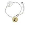 thumbnail image 2 of Delight Jewelry Goldtone Large Disc Letter - L - 3/4'' Silver-tone Flower Link Chain Bracelet, 6.75"+2" Extender, 2 of 4