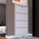 thumbnail image 1 of Zapatero de acero ultrafino, pared colgante estrecha con cerradura, elevador de pasillo, zapato tipo cubo abatible para puerta, 15cm, 1 of 4
