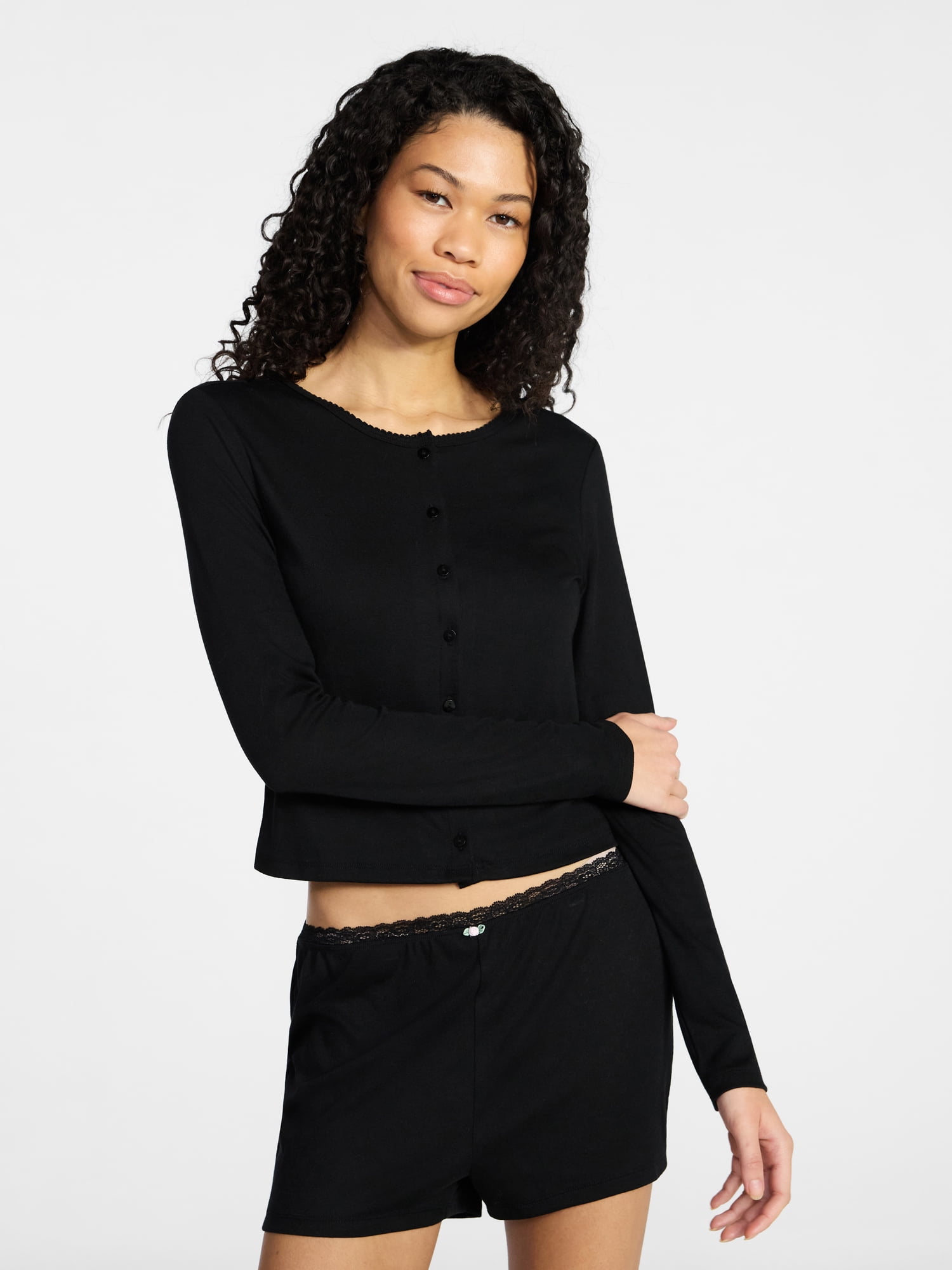 No Boundaries Sleep Pointelle Knit Cardigan, Women’s XXS-3X
