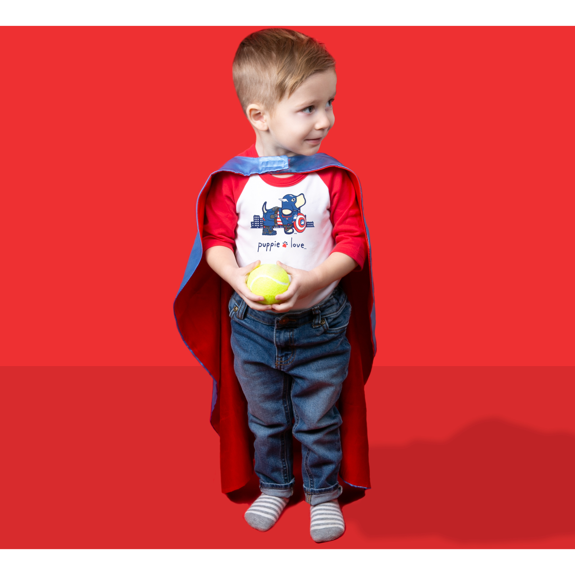 SuperHero - 12-24 Months 3/4 Length Red Sleeve Onesie