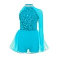 thumbnail image 1 of TTAO Robe Justaucorps de Danse Jazz à Sequins pour Filles, Manches Longues, avec Strass, Robe Tutu de Danse Ballet Bleu Clair 16, 1 of 4