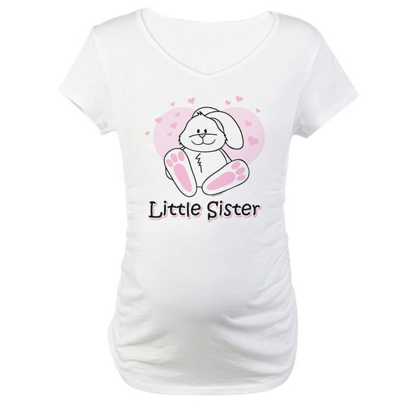 CafePress - Cute Bunny Little Sister Maternity T Shirt - Cotton Maternity T-shirt, Cute & Funny Pregnancy Tee