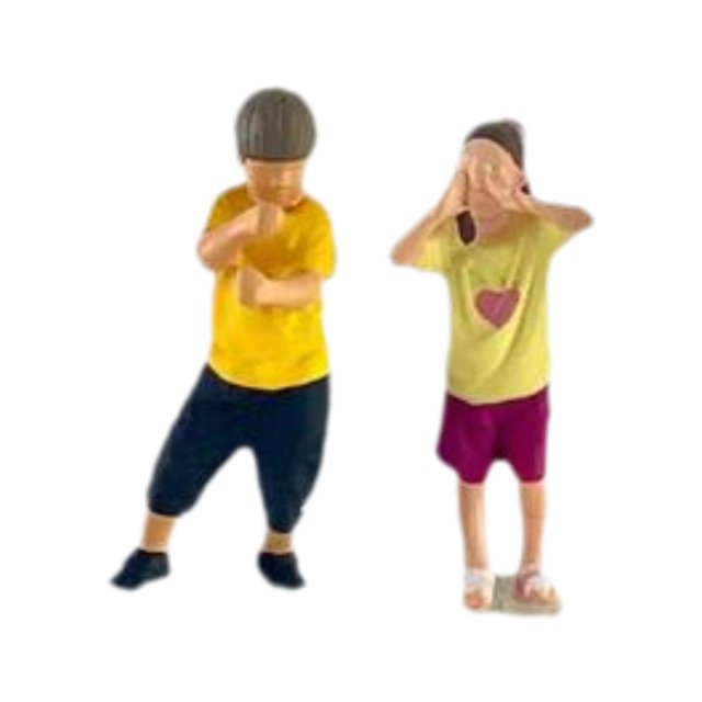 Figuras de diorama Hugo 1:64 casa de juguete 2 niños