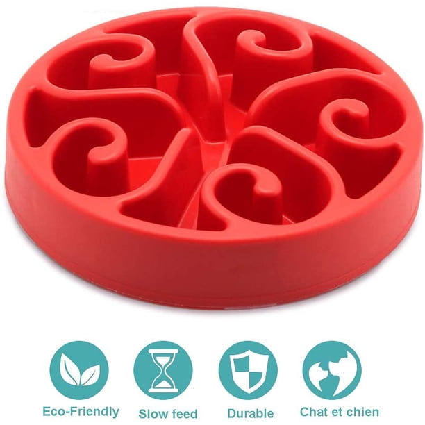 Comedero para perros a prueba de serpientes, comedero de alimentación lenta, comedero interactivo interesante, duradero, no tóxico y ecológico (rojo)