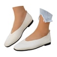 thumbnail image 2 of OOOUM Women V Cut Faux Leather Ballet Flats Slip On Soft Casual Slip On Loafers Lightweight Flexible Daily Walking Shoes Beige US:6.5, 2 of 8