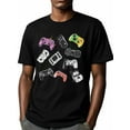thumbnail image 6 of Remote Control Men's T Shirts Game Console T-Shirt for Men Purple Green Blue Sketch Crew Neck Tees Cotton Tops, Black, S, 6 of 7