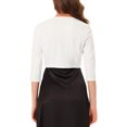 thumbnail image 3 of INSPIRE CHIC Boléro pour Femme à Manches 3/4 Sans Col, Plissé, Ouvert à l'Avant, Cardigan Court m Blanc, 3 of 6