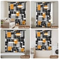 thumbnail image 6 of Burnt Orange Black Geometric Sheer Curtains 63 Inches Long, Modern Color Block Abstract Light Filering Curtains, Breathable Simi Curtain Privacy Drapes for Living Room Bedroom Window Treatment, 6 of 9