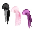thumbnail image 4 of 3pcs Mujeres Gorro de Larga Pérdida de Cabello Bufanda Sombrero Pirata Gorro + Rosa + Morado Sunnimix Mujer Hombre Durag Sombreros, 4 of 5