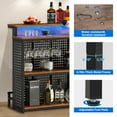 thumbnail image 4 of Dextrus 4 Tier Home Bar Unit, 43" Bar Cabinet with Stemware Rack & LED Lights, Rustic Brown, 4 of 6