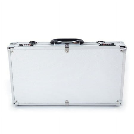 Fithood 45*25*7.5cm Aluminum New Framed Locking Gun Pistol HandGun Lock Box Hard Storage Carry Case Silver