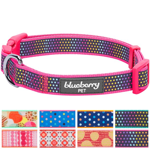 Blueberry Pet Magic Rainbow Color Reflective Polka Dot Holo Dog Collar