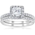 thumbnail image 1 of 2 5/8ct Princess Cut Halo Diamond Engagement Wedding Ring Set Lab Grown 14k Gold, 1 of 4