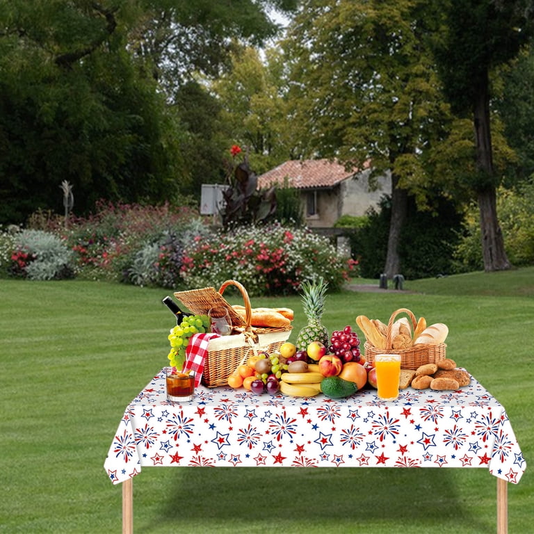 4th Of July Tablecloth, American Flag Tablecloths, 2 Pack Disposable Fourth Of July Decor Plastic Table Covers W111291386