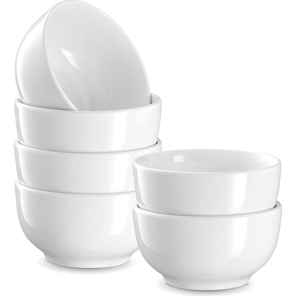 Kook 6-Pc Stoneware Ceramic Bowl Kitchen Set, 10 Oz Microwave-Safe Prep Bowls
