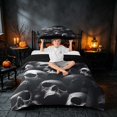 thumbnail image 1 of Homewish Halloween Candy Skull Twin Duvet Cover, Gothic Skeleton Twin Bedding, Charcoal Gray, Black Reversible 2pcs, 1 Duvet Cover and 1 Pillowcase, 1 of 5