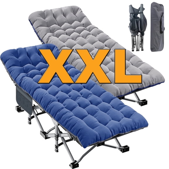 Slsy XXL Foldable Camping Cot with 3.3-Inch Mattress & Carry Bag, Heavy Duty Portable Sleeping Bed, 2-Pack