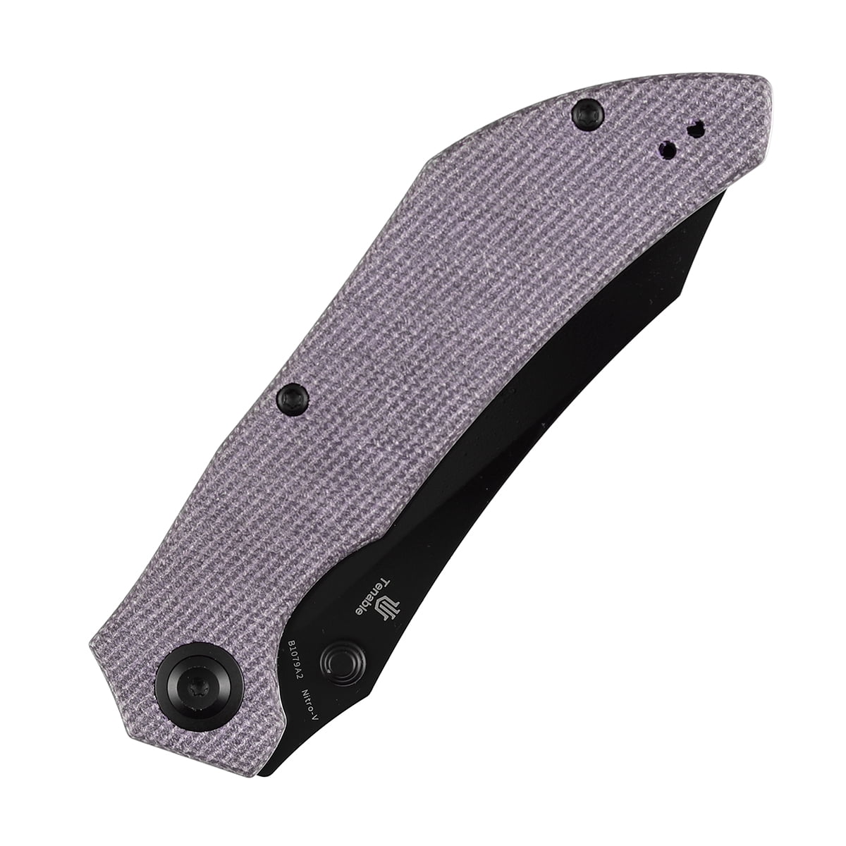 Tenable Tipper Folding Pocket Knife 3.39'' Blackwash Nitro V Blade,Purple Micarta Handle,B1079A2