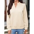 thumbnail image 5 of Women's V-Neck Textured Light Weight Long Sleeve Sweatshirt Casual Outfits Spring Fall Clothes Color S, 5 of 10