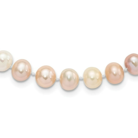 Auriga Fine Jewelry 925 Sterling Silver Rhodium-plated 8-9 mm Multi-color FWC Pearl Necklace for Women 18"