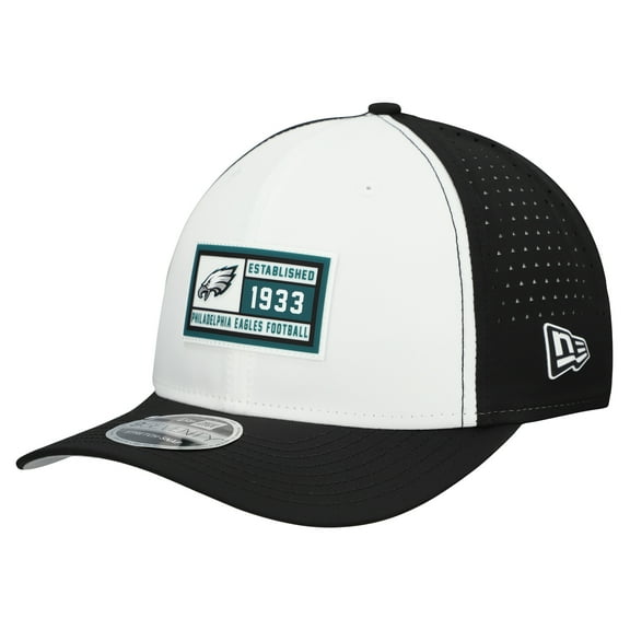 Men's New Era White/Black Philadelphia Eagles Established Patch 9SEVENTY Adjustable Hat