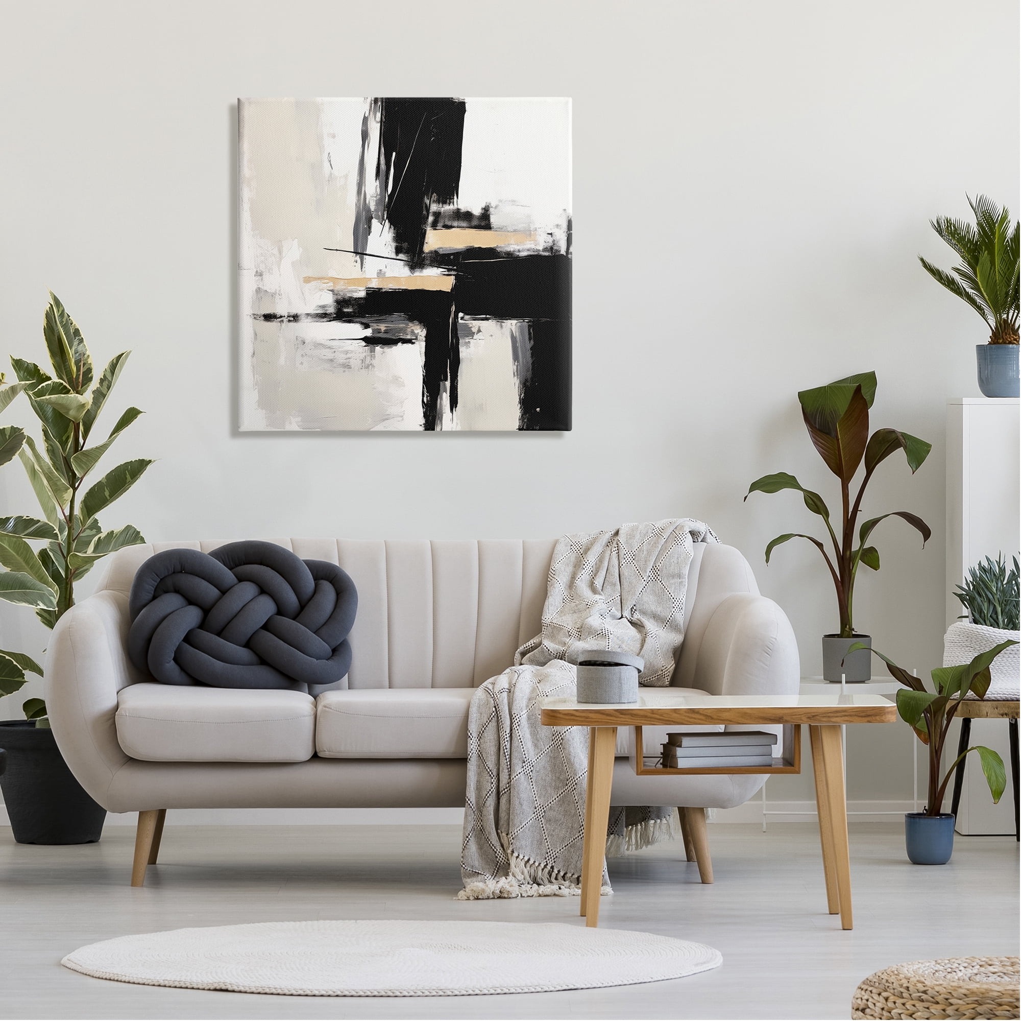 Stupell Industries Chaotic Black Abstract Abstract Painting Gallery Wrapped Canvas Art Print Wall Art, 30 x 30