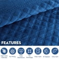 thumbnail image 4 of Blythease Oversized Velvet Quilt King 128x120 Extra Wide – Reversible Velvet Bedspread & Coverlet Set, 5 Piece Lightweight All Season Comforter Bedding, Geometric Diamond Quilted Design, Navy, 4 of 7