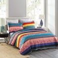 thumbnail image 3 of 3 Pcs Bohemian Striped Multicolor Quilt Bedspread Set|Cozy Bedding Set for Summer, 3 of 12