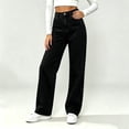 thumbnail image 2 of JUSLIO Jeans for Women Solid High Rise Wide Leg Jeans, Relaxed Fit Casual Denim Pants Black S, 2 of 5