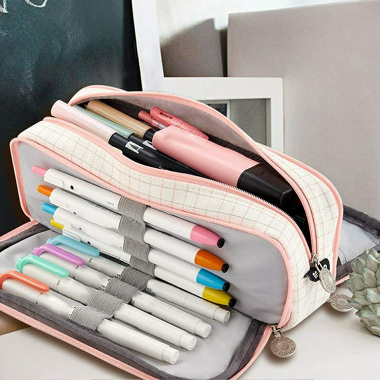 Coolzon Large Pencil Case for Girls Boys, Big Capacity Pencil Cases with 3  Compartments Pen Bag Pouch Holder Stationery Organizer Makeup Cosmetic Bag  for Kids Women Men Teenagers Students，Light Blue – BigaMart