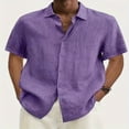 thumbnail image 1 of Men‘s Linen Casual Short Sleeve Shirts Button Down Summer Beach Shirt，M Light Blue, 1 of 5