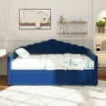 thumbnail image 5 of Upholstered Twin Size Daybed with Adjustable Height Pop Up Trundle Twin Bed and USB & Type-C Charging Port, Day Bed Frame with 2 Side Pockets, No Box-Spring Needed, Blue, 5 of 10