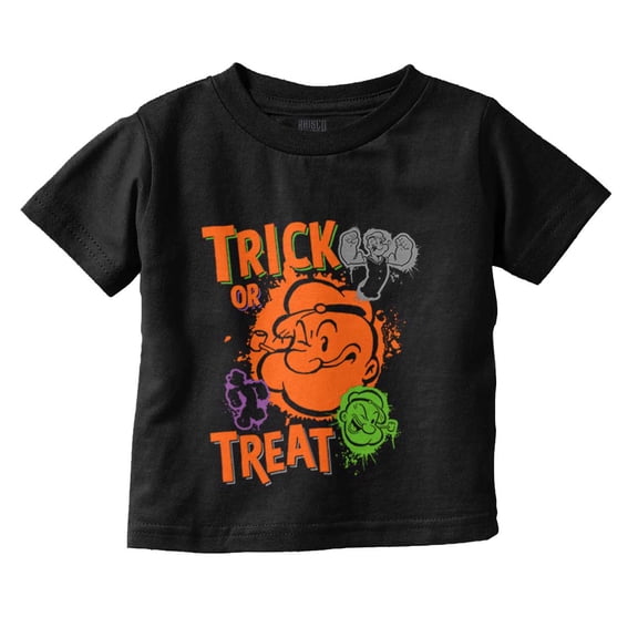 Popeye Cartoon Halloween Trick Treat Toddler Boy Girl T Shirt Infant Toddler Brisco Brands 6M