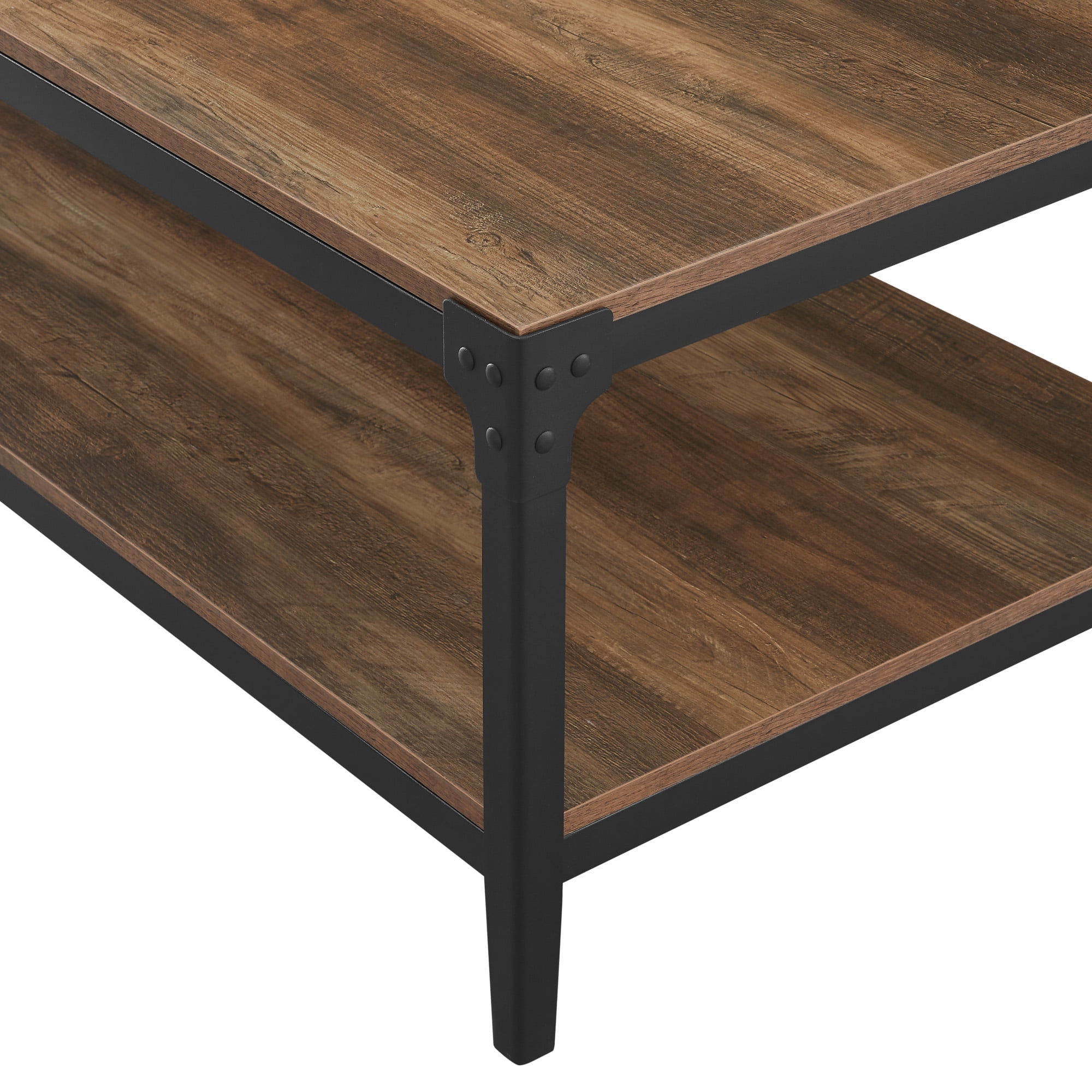 Woven Paths Wilson Angle Iron Rustic Coffee Table, Reclaimed Barnwood