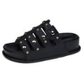 thumbnail image 1 of DAFEI Thick Soled Hollow Ladies' Outer Wear Fashionable Casual Rhinestone Fish Mouth Open Heel Solid Color Beach Sandals, 1 of 7