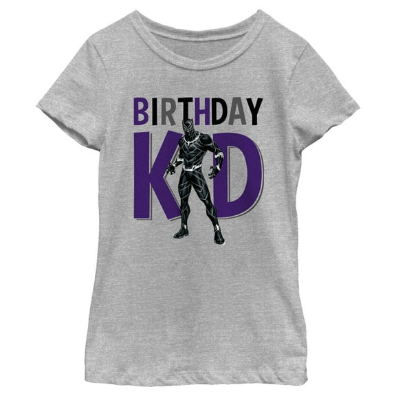 Girl's Marvel Birthday Kid Black Panther Graphic Tee Athletic Heather Large